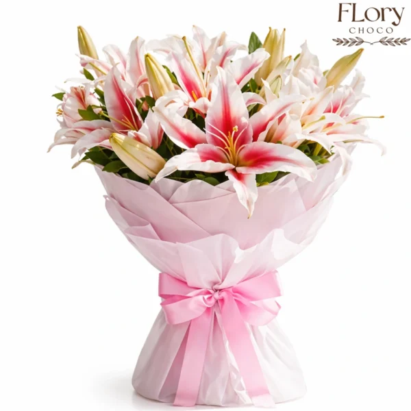 Anniversary Whisper Lily Bouquet, ideal last-minute anniversary gift delivery in Qatar