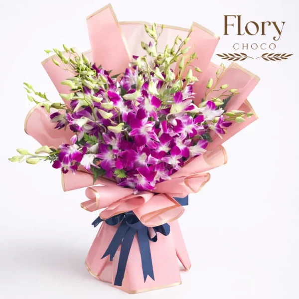 Orchid Love Affair Bouquet, elegant floral gift with online flower delivery in Qatar for birthdays & special occasions