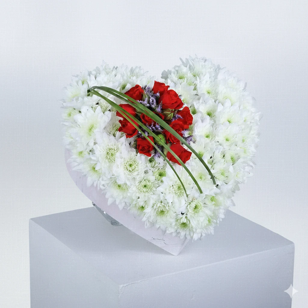 Pure Love Heart Arrangement, romantic flower gift with online flower delivery in Qatar for special moments