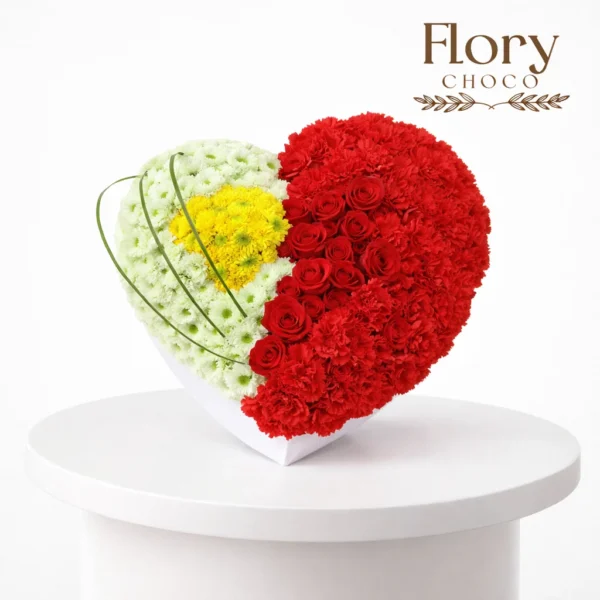 A romantic heart-shaped floral moment symbolizing two souls in love, captured with online flower delivery in Qatar.