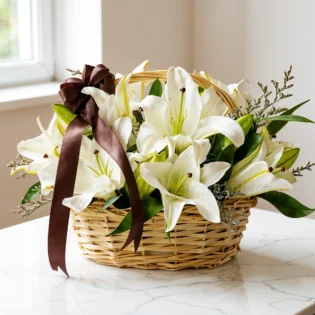 White Lilies in a Basket