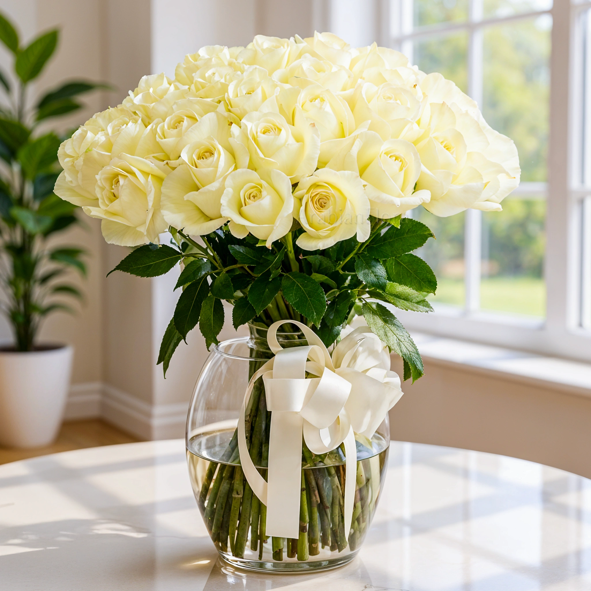 White Roses Vase