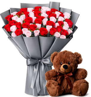 Flowers With Teddy Bear