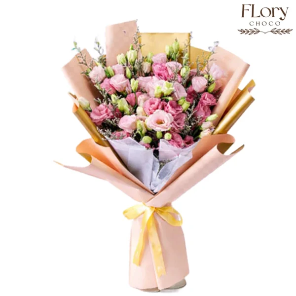 Buy Soléne Bouquet online in Qatar, soft pink mixed flowers bouquet for elegant surprises