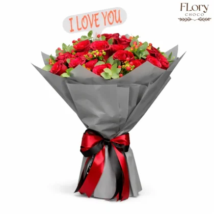 Lovecrest red roses bouquet for love and romance with same-day flower delivery in Qatar