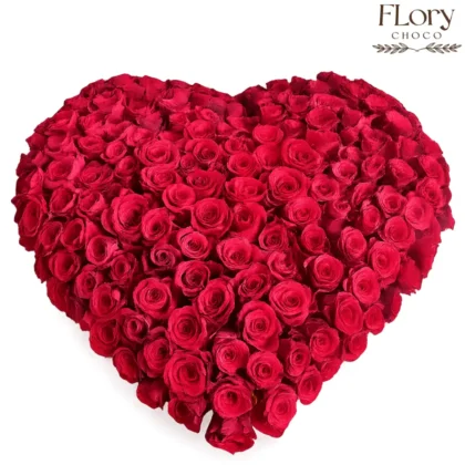 My Love 200 premium red roses in heart-shaped arrangement with same-day delivery in Qatar