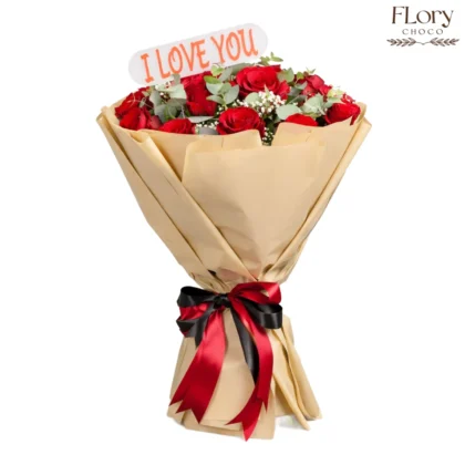 Rosamira red roses bouquet for love and romance with same-day flower delivery in Qatar