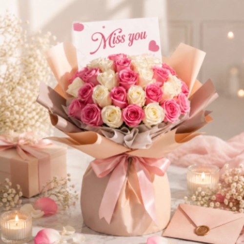 Miss you flowers arranged as a heartfelt bouquet for expressing love, with delivery available across Doha, Qatar