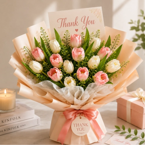 Fresh thank you flower arrangements for expressing gratitude, with same-day flower delivery in Doha, Qatar